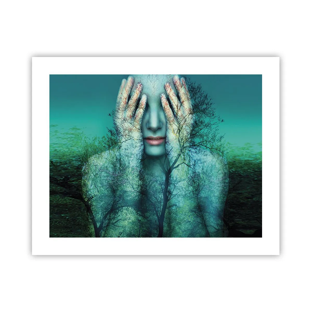 Plakat - Nedsænket i blåt - 50x40 cm