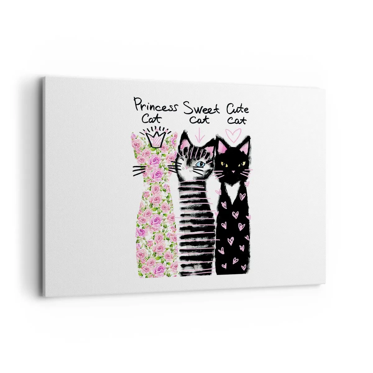 Lærredstryk - Billede på lærred - Der var tre katte - 100x70 cm