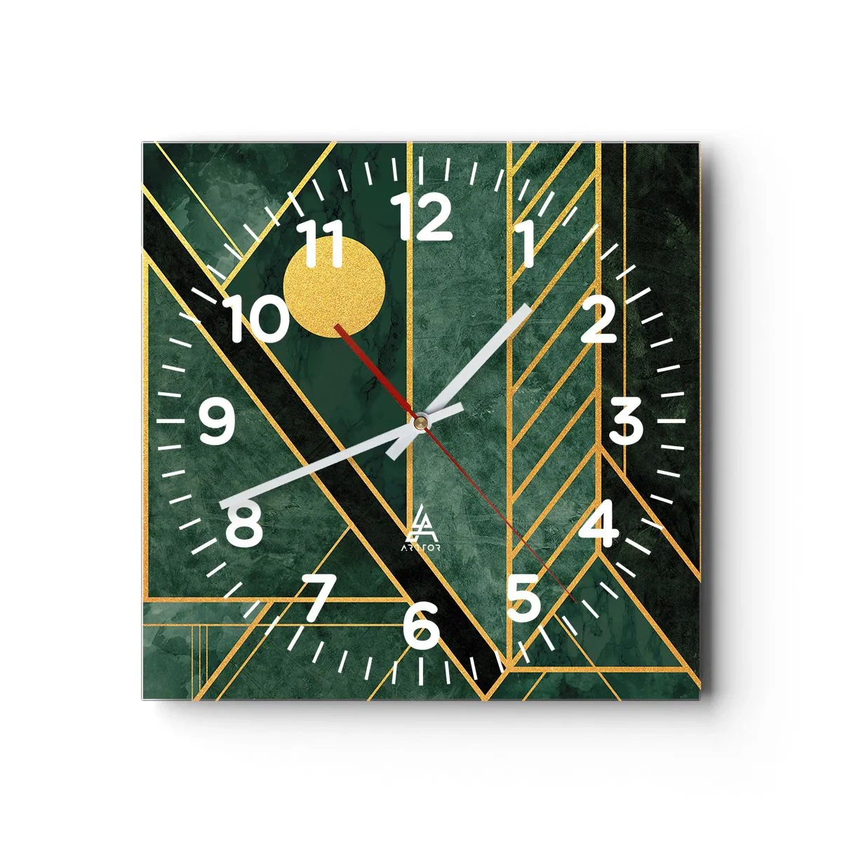 Vægur, Uret - Dynamikken i guld og azurblå - 40x40 cm