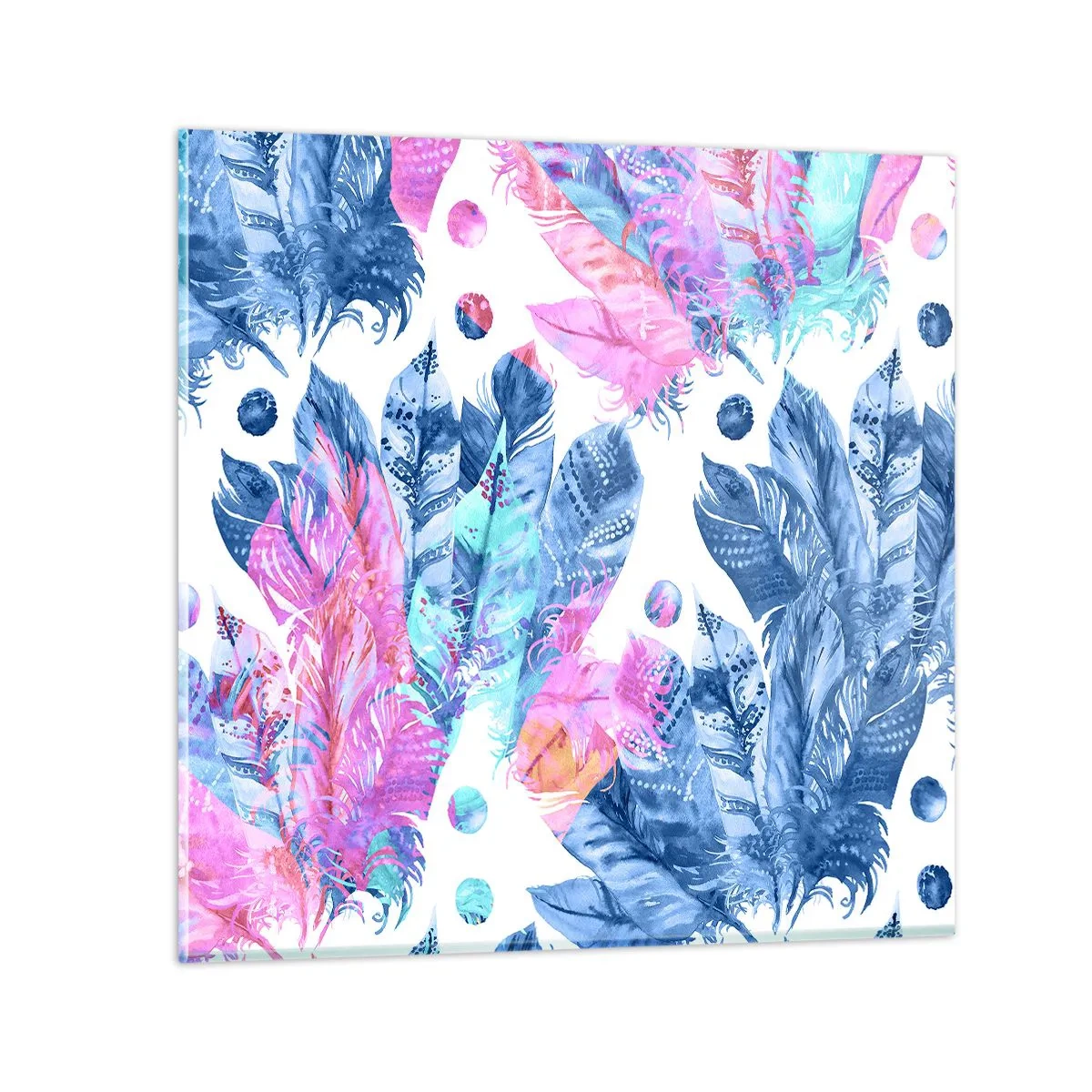 Billede på glas - Plys i lyserød og blå - 40x40 cm