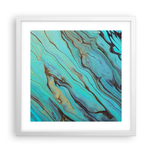 Plakat i hvid ramme - Turkis tidevand - 40x40 cm