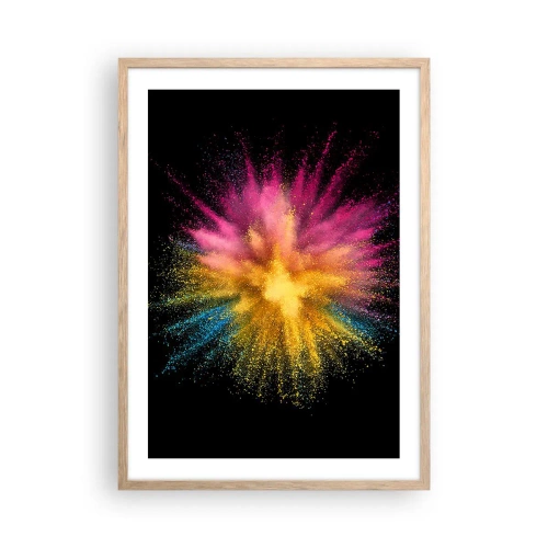 Plakat i ramme af lyst egetræ - Farvernes fødsel - 50x70 cm