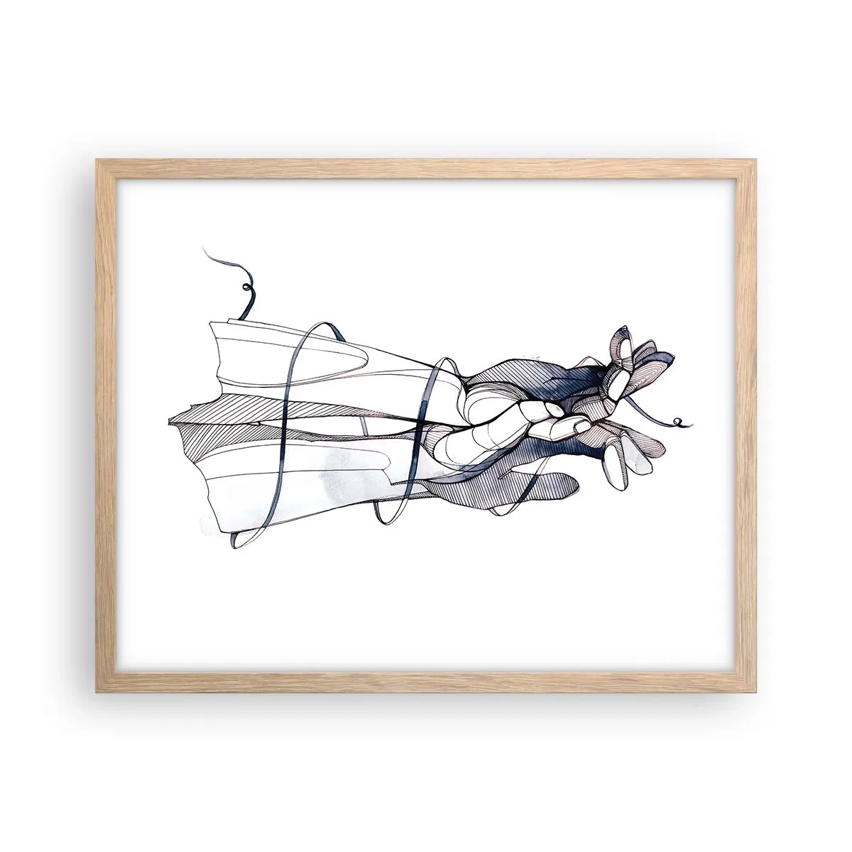 Plakat i ramme af lyst egetræ - En undersøgelse af berøring - 50x40 cm
