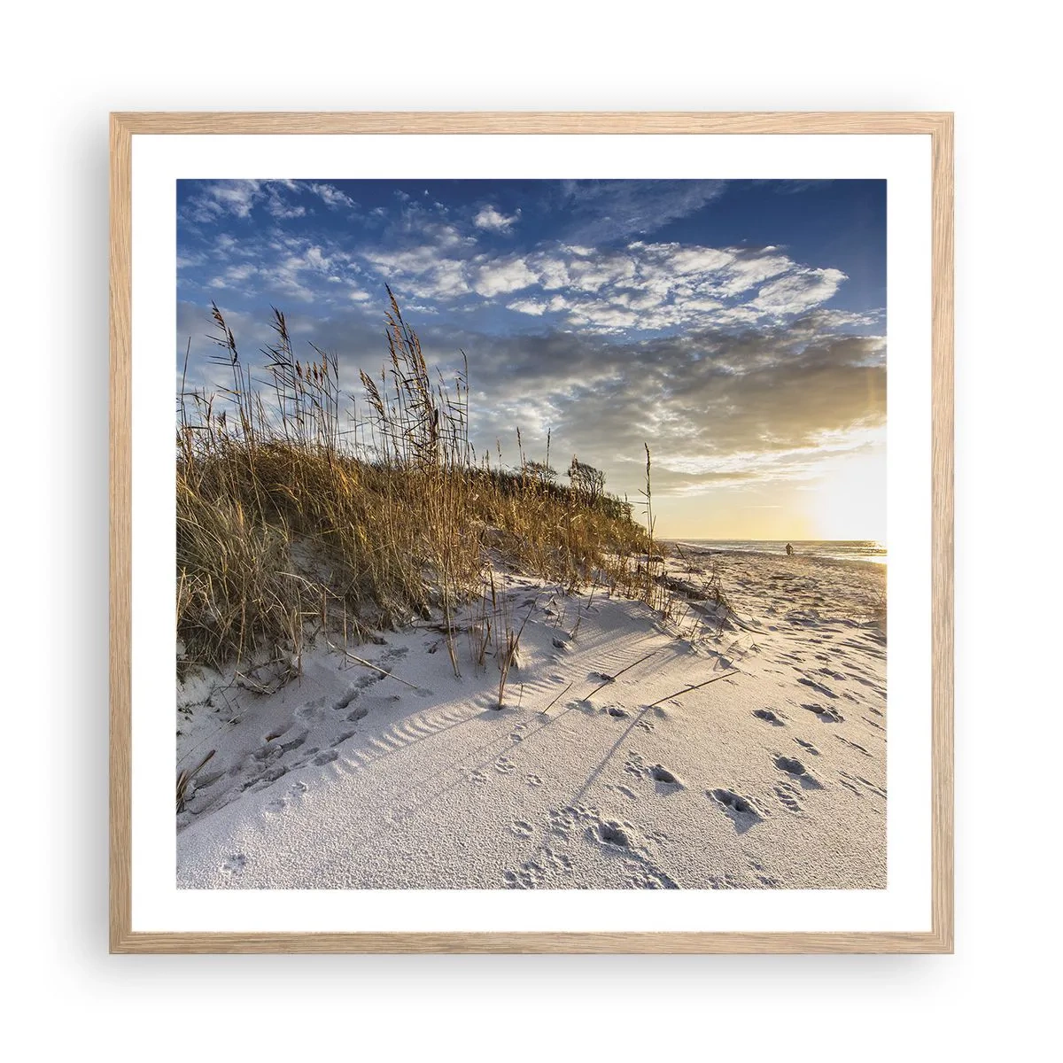 Plakat i ramme af lyst egetræ - Indbydelse til en vandretur - 60x60 cm