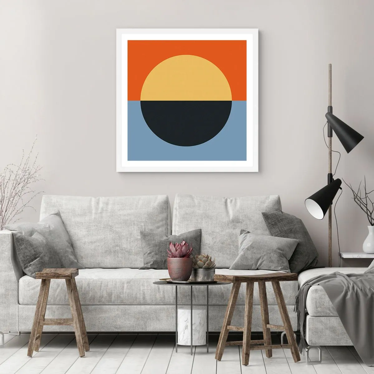 Plakat i hvid ramme - En sammensætning af varme og kølighed - 60x60 cm