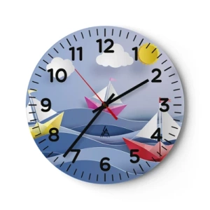 Vægur, Uret - Ah, hvor dejligt at svinge sig mellem bølgerne - 30x30 cm