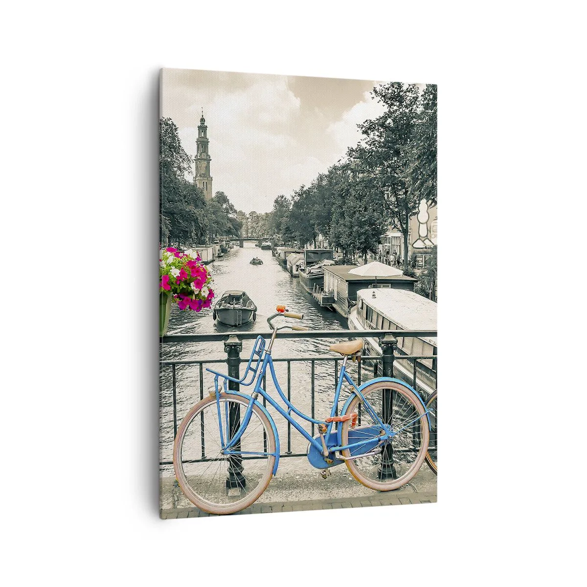 Lærredstryk - Billede på lærred - Farverne i Amsterdams gader - 70x100 cm