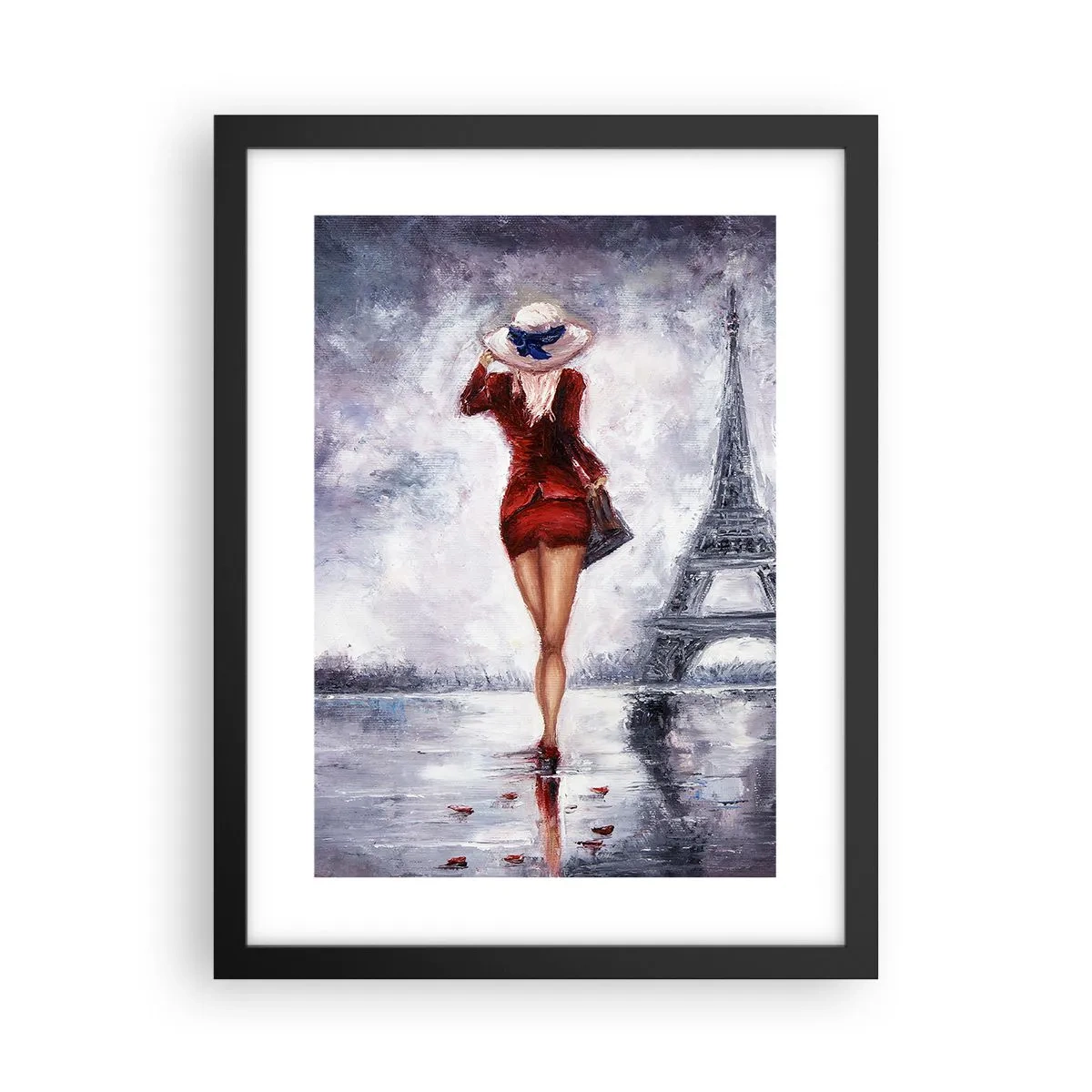 Plakat i sort ramme - Parisiske symboler - 30x40 cm