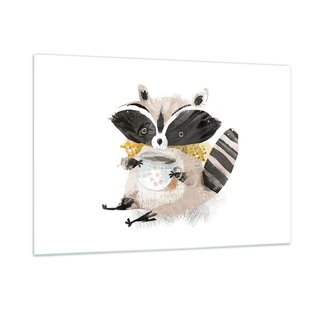 Billede på glas - Min ven vaskebjørnen - 120x80 cm