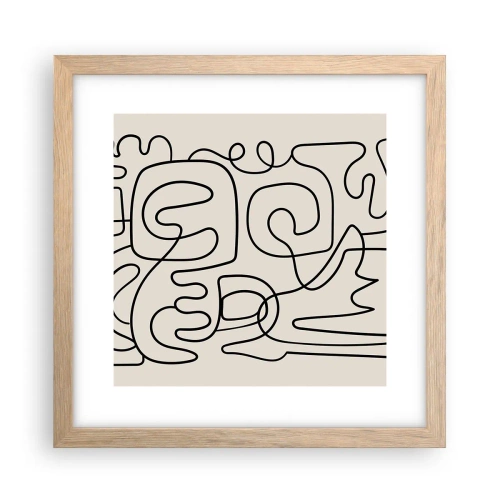 Plakat i ramme af lyst egetræ - På sporet - 30x30 cm