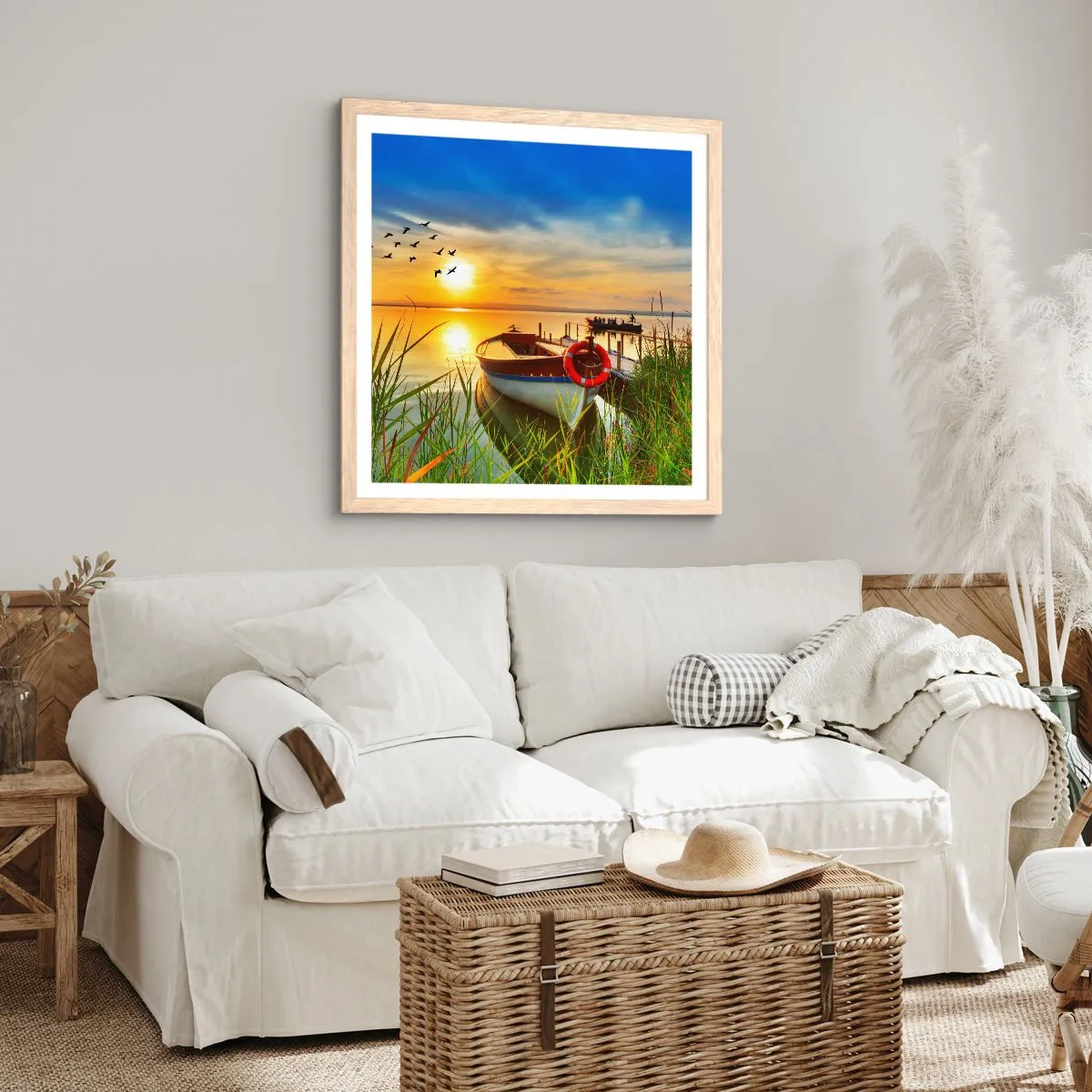 Plakat i ramme af lyst egetræ - Skarverne er allerede på vej væk - 30x30 cm