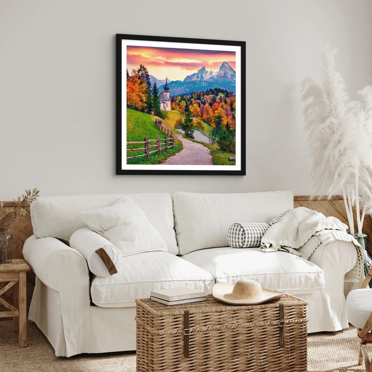 Plakat i sort ramme - Landskab som maleri - 60x60 cm