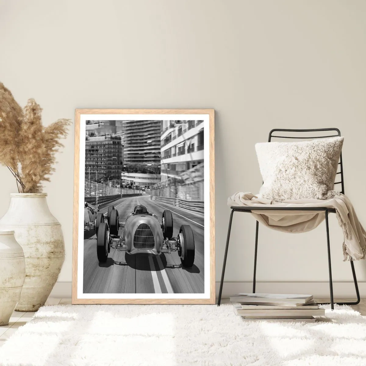 Plakat i ramme af lyst egetræ - Der var engang i Monte Carlo - 50x70 cm