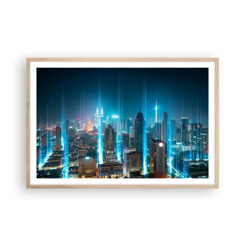 Plakat i ramme af lyst egetræ - Berlin til himlen - 91x61 cm