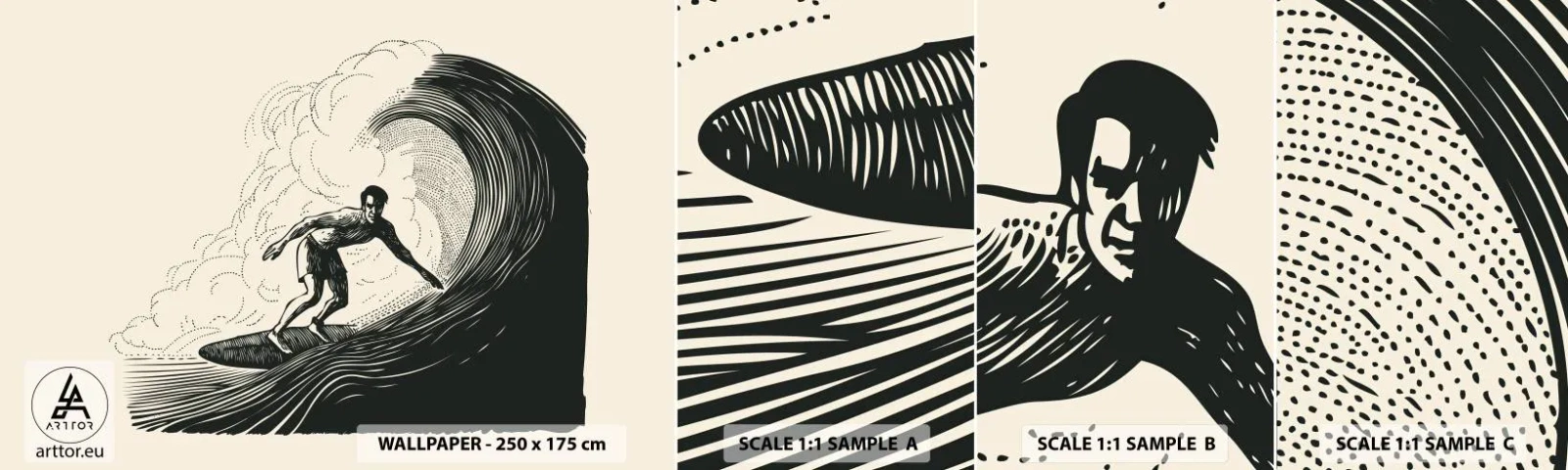 Fototapet Prøve Standard Eco - Bølgens konge - Bølge, Surfing, Sport - 100x30 cm