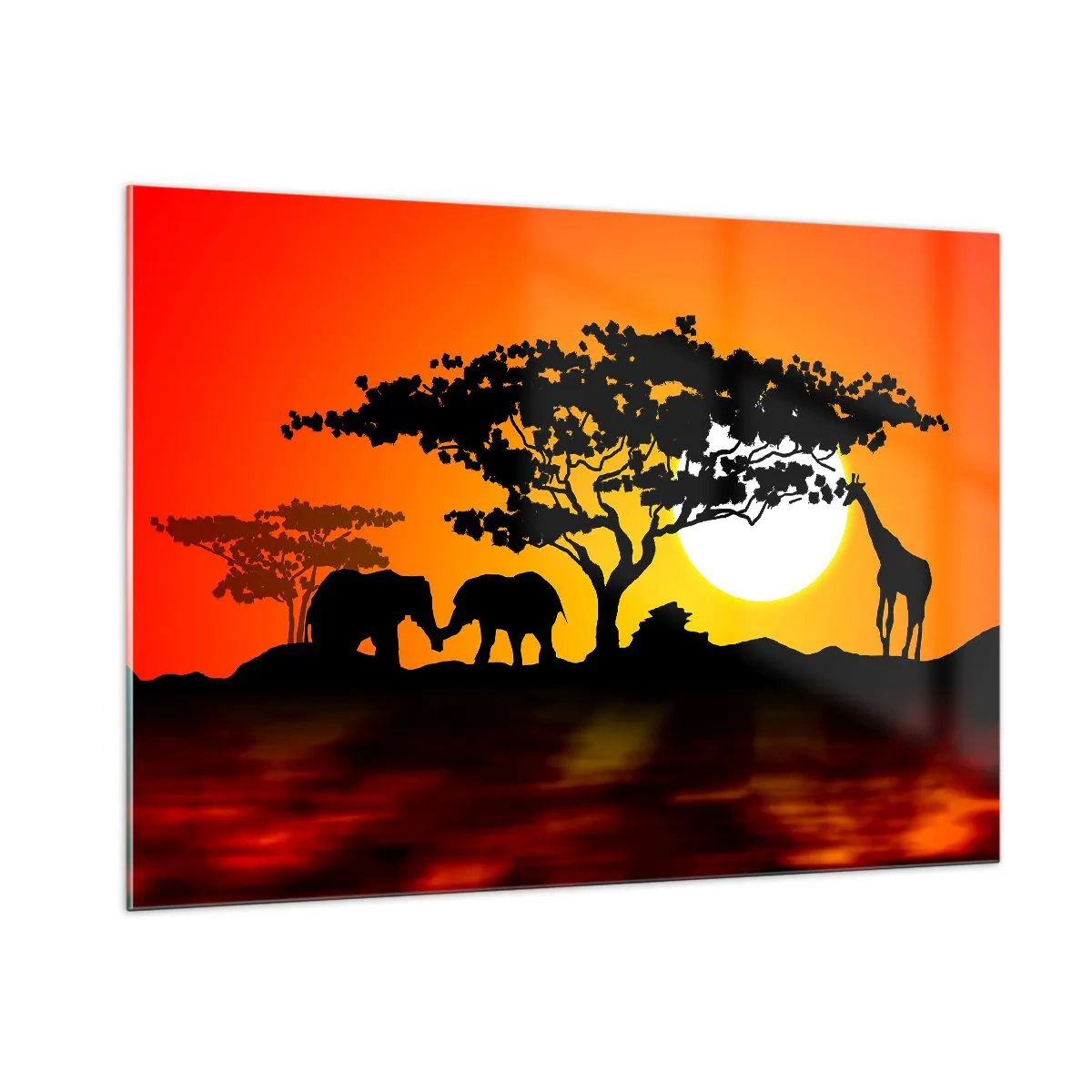 Billede på glas - Møde på savannen - 100x70 cm
