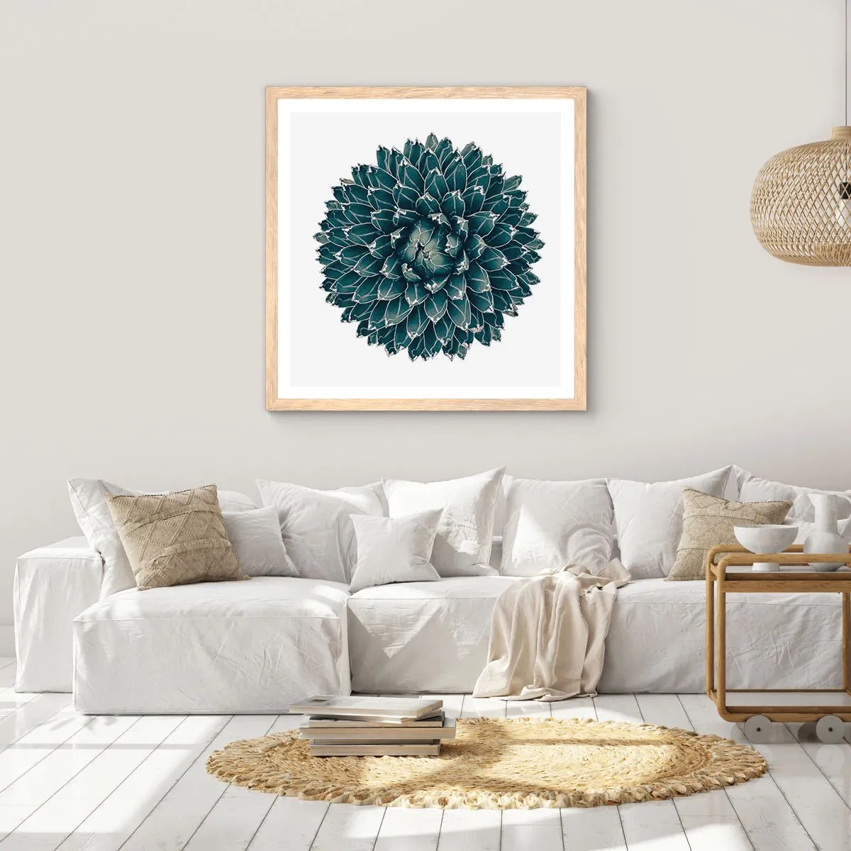 Plakat i ramme af lyst egetræ - Ørkenstjerne - 50x50 cm