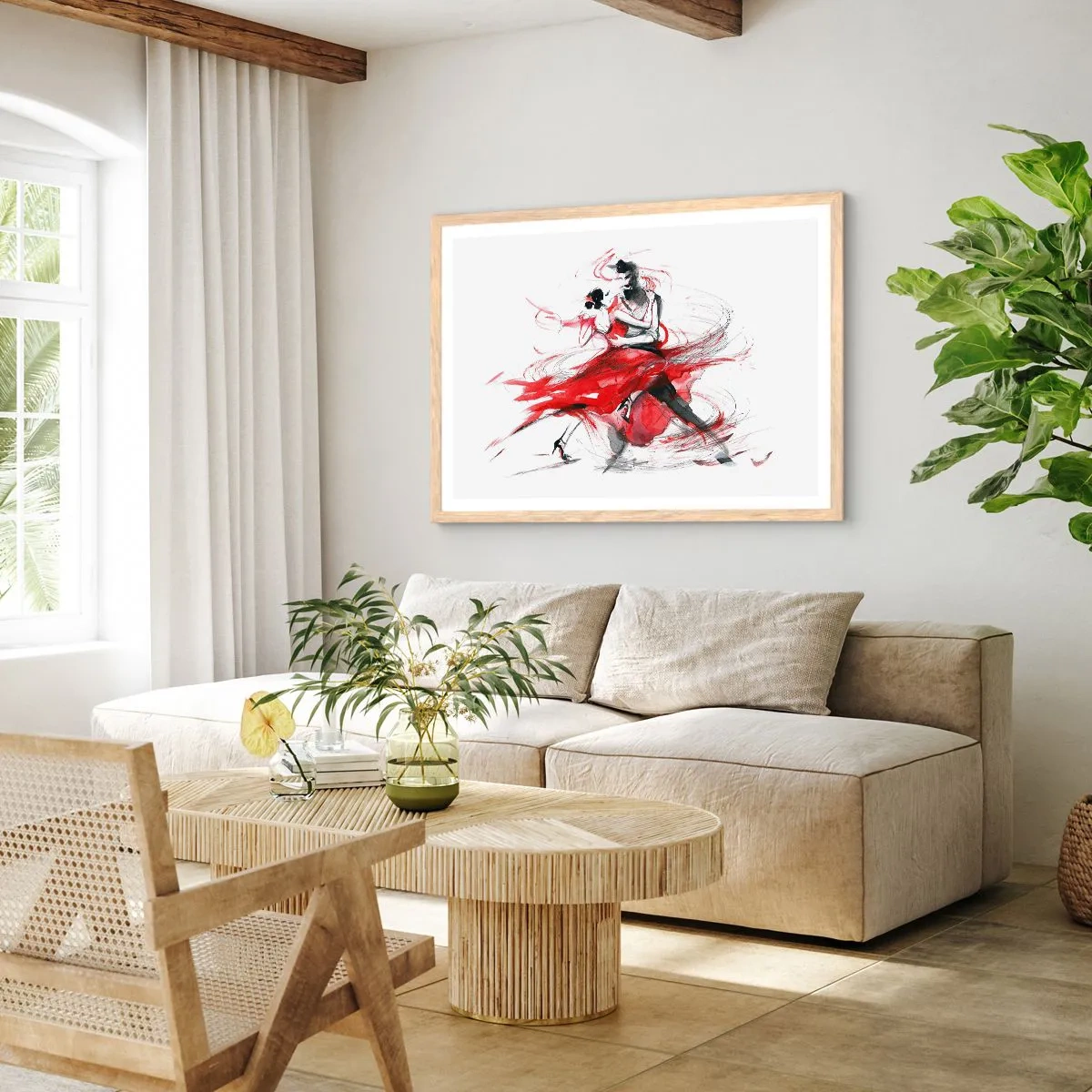 Plakat i ramme af lyst egetræ - Tango - passionens rytme - 40x30 cm