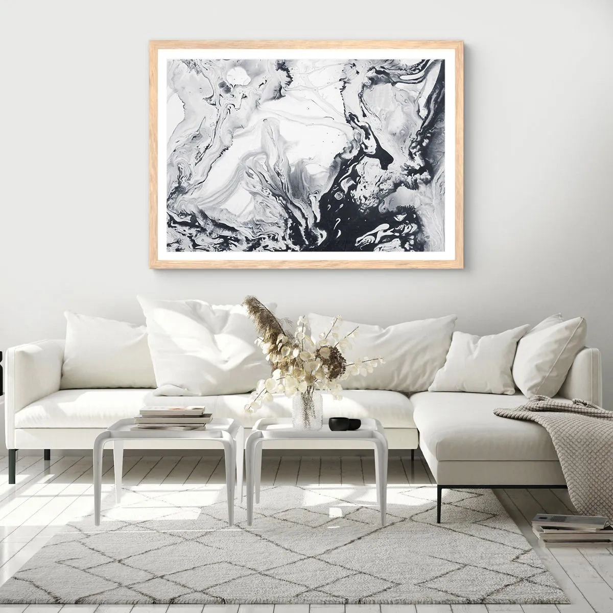 Plakat i ramme af lyst egetræ - Jordens indre - 100x70 cm