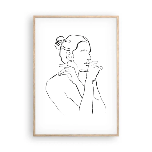 Plakat i ramme af lyst egetræ - Nøgen: et sensuelt mysterium - 70x100 cm