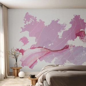 Fototapet Premium Canvas - Kort over en lyserød verden - Minimalisme, Pastel, Kort - 250x175 cm