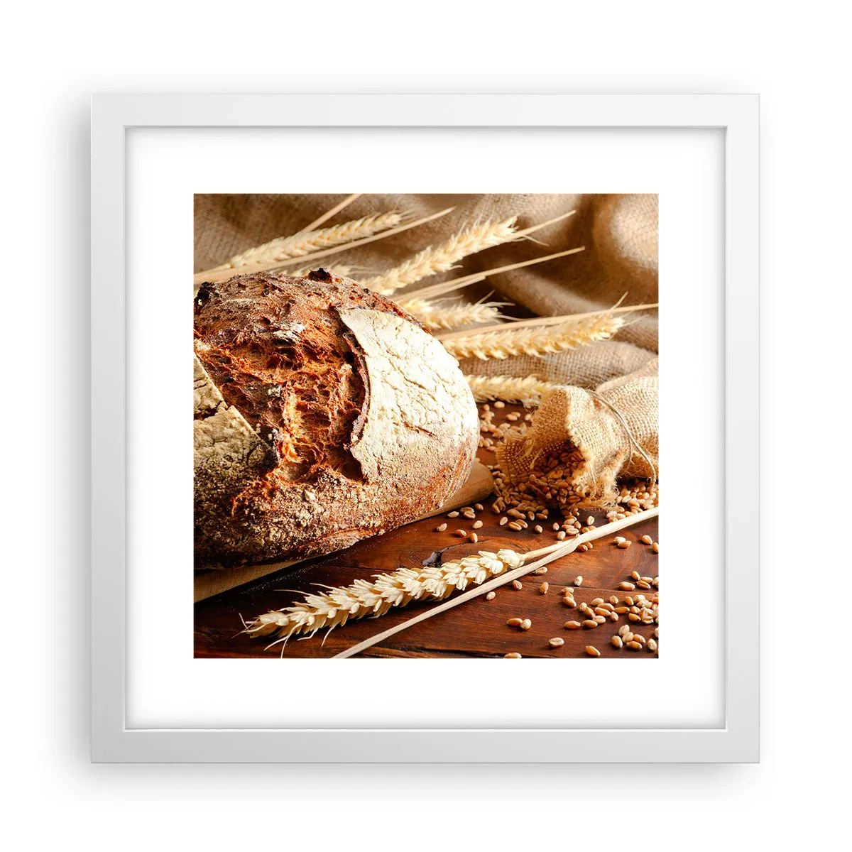 Plakat i hvid ramme - Appetitlig, velduftende, sprød - 30x30 cm