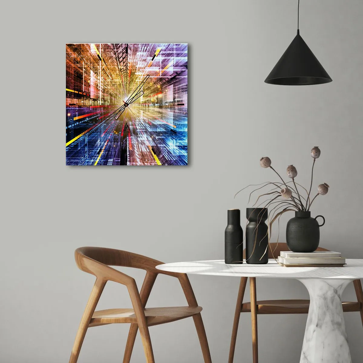 Vægur, Uret - Lysende korridor - 30x30 cm