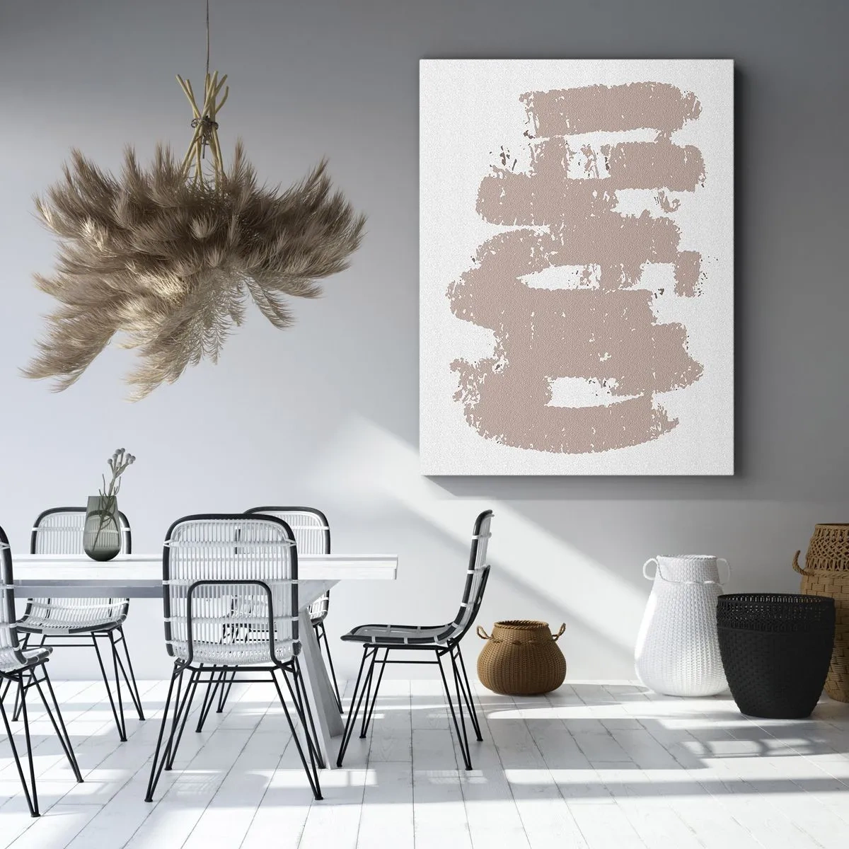 Lærredstryk - Billede på lærred - Abstraktion i sart rosa - 50x70 cm