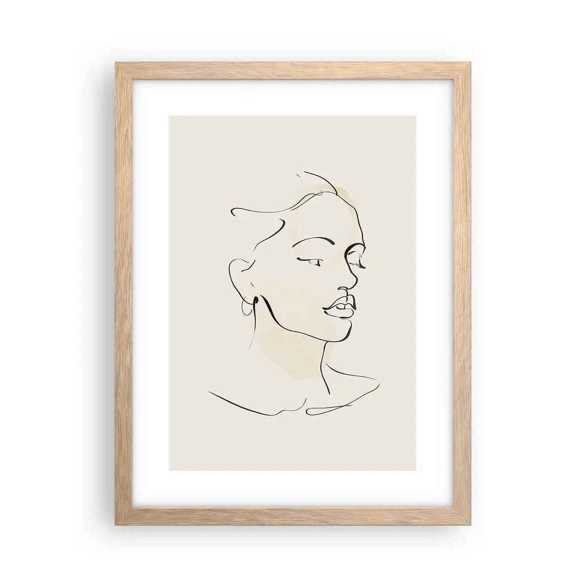 Plakat i ramme af lyst egetræ - En bestemt linje - 30x40 cm