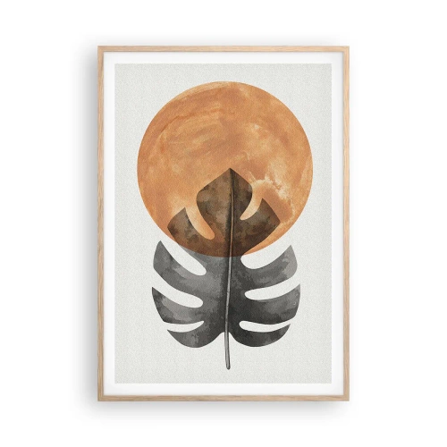 Plakat i ramme af lyst egetræ - Altid solen - 70x100 cm