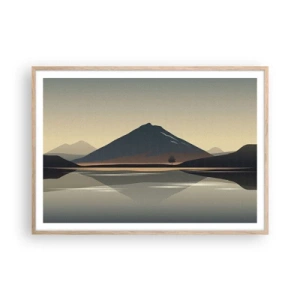 Plakat i ramme af lyst egetræ - Spejlrefleksion - 100x70 cm