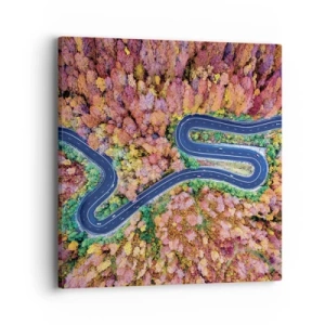 Lærredstryk - Billede på lærred - En snoet vej gennem skoven - 40x40 cm