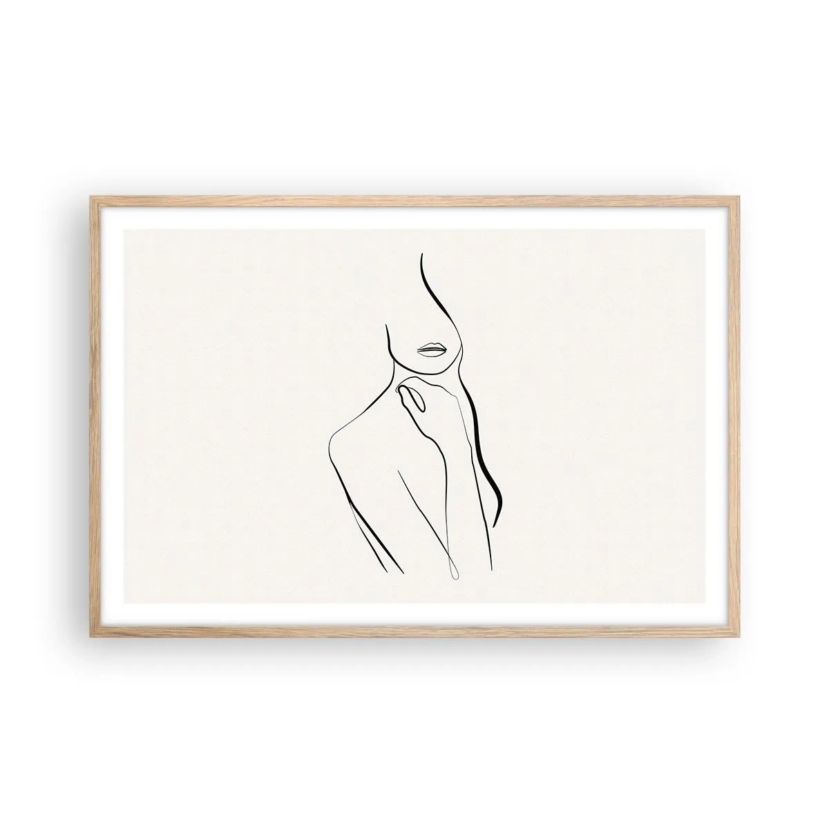 Plakat i ramme af lyst egetræ - Bølge af melankoli - 91x61 cm