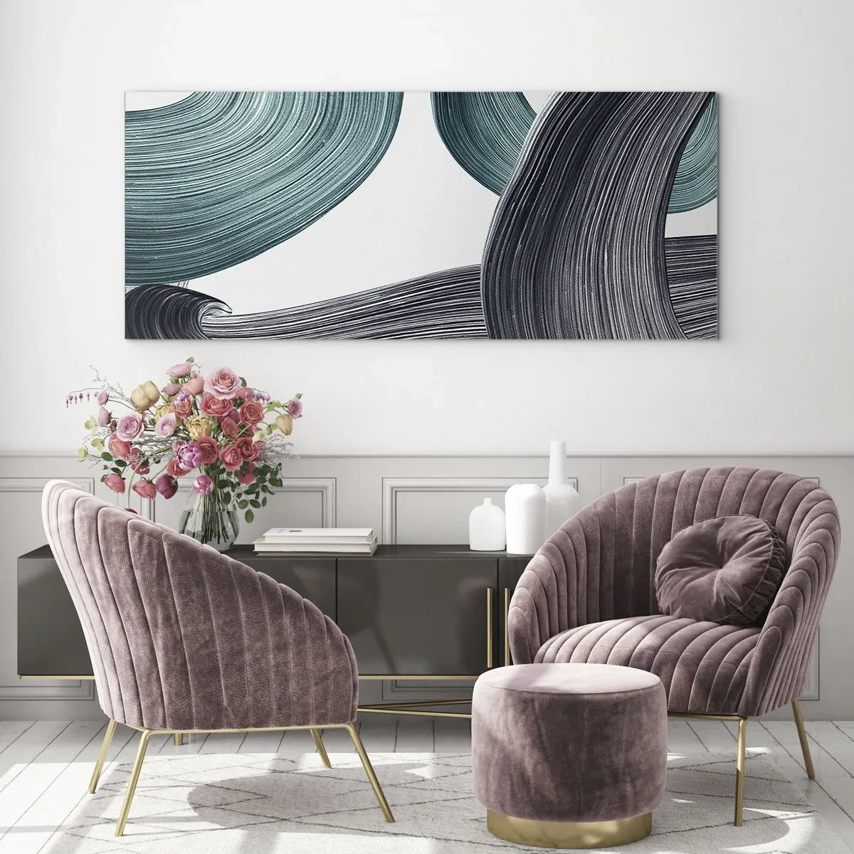 Billede på glas - Smaragdgrønne og sorte stier - 100x40 cm