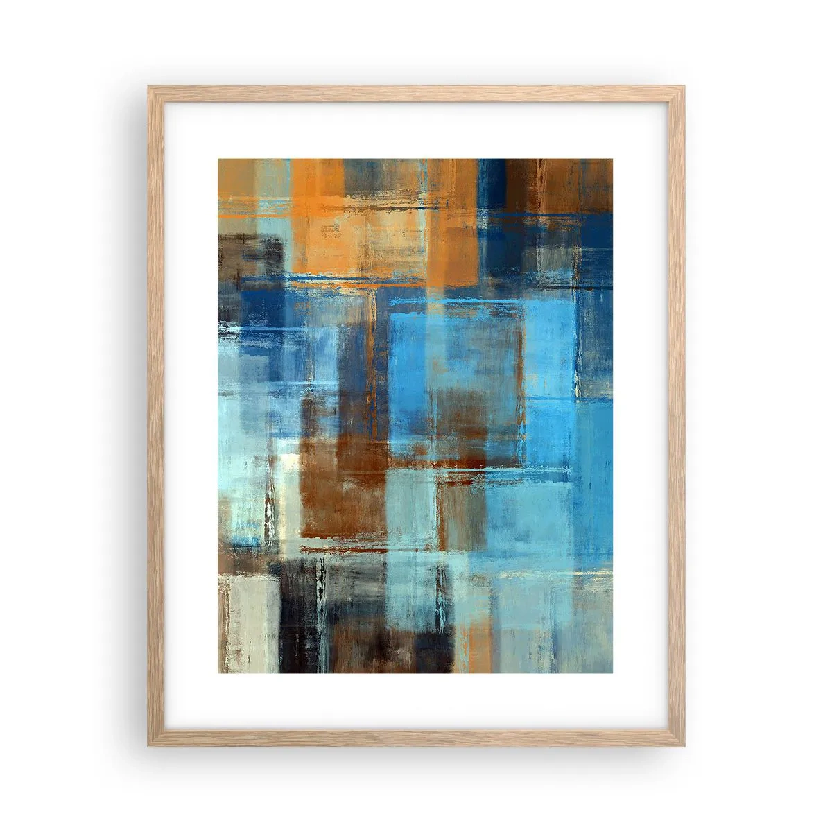 Plakat i ramme af lyst egetræ - Gennem det blå slør - 40x50 cm