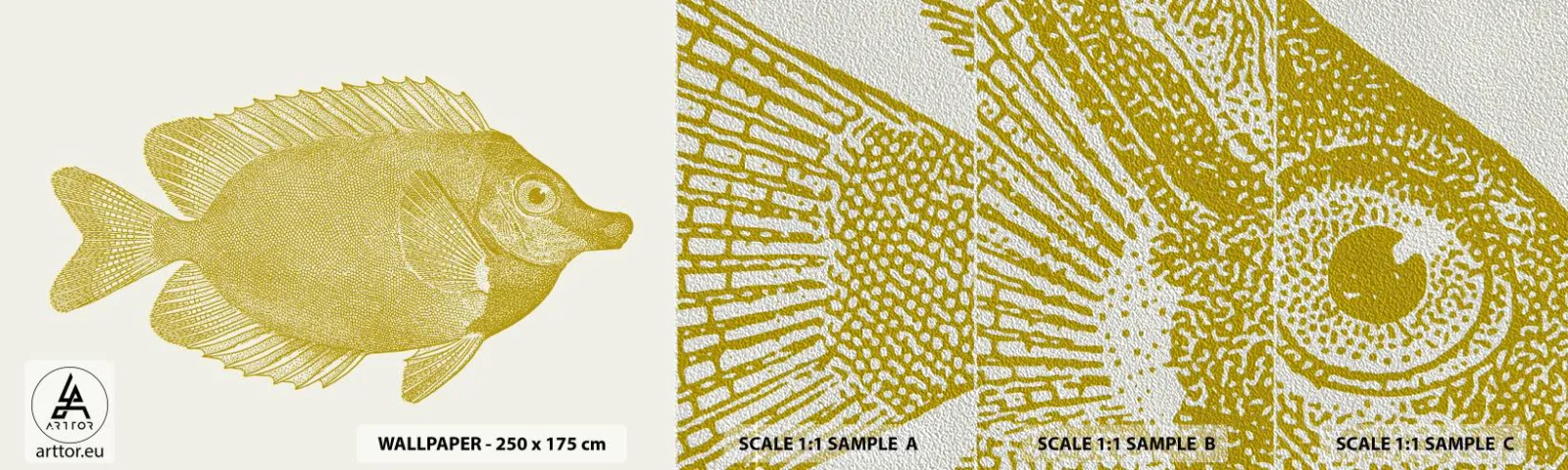 Prøve Fototapet Premium Sand - Fisk og det er det - Fisk, Ved havet, Dyr - 100x30 cm