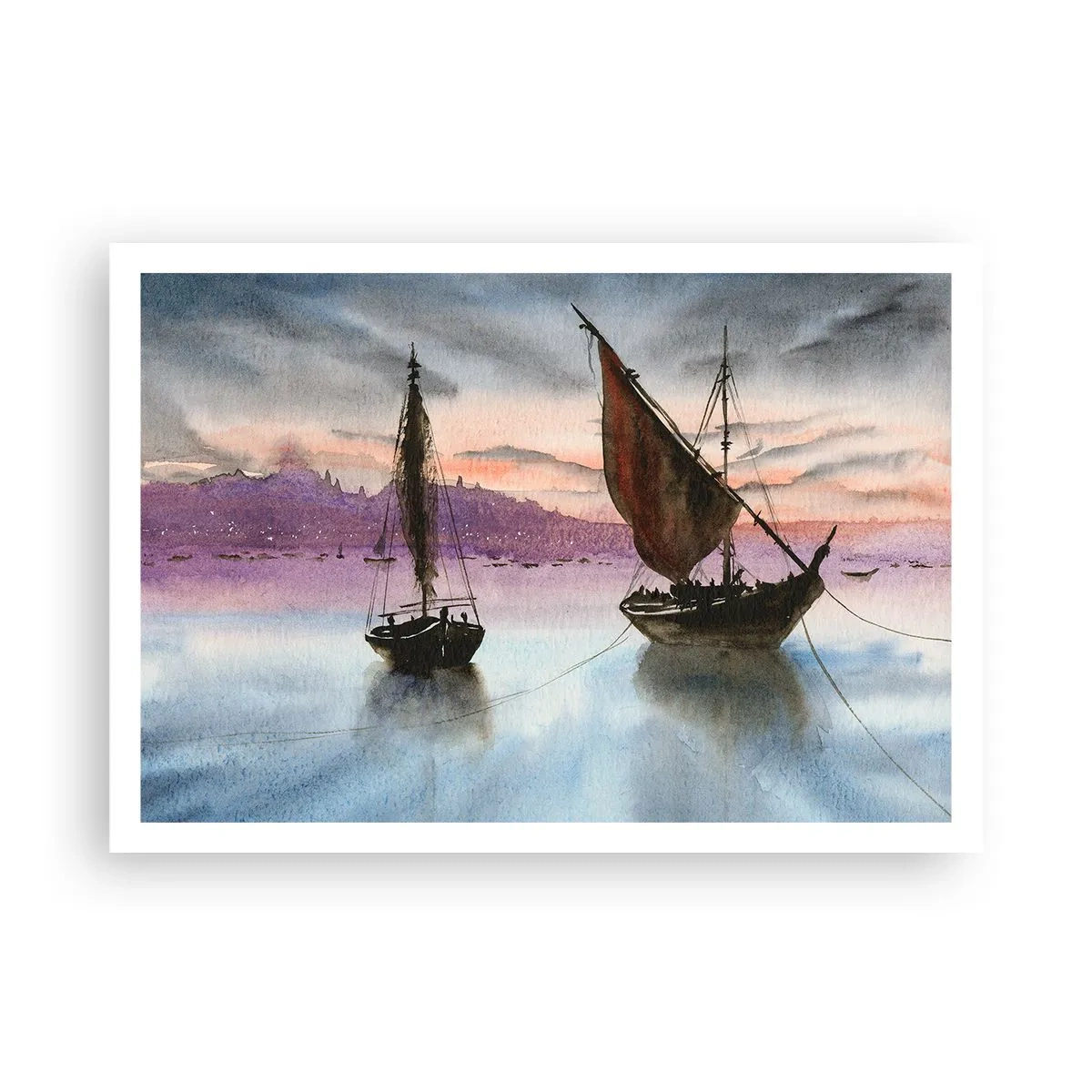 Plakat - Aften i havnen - 100x70 cm