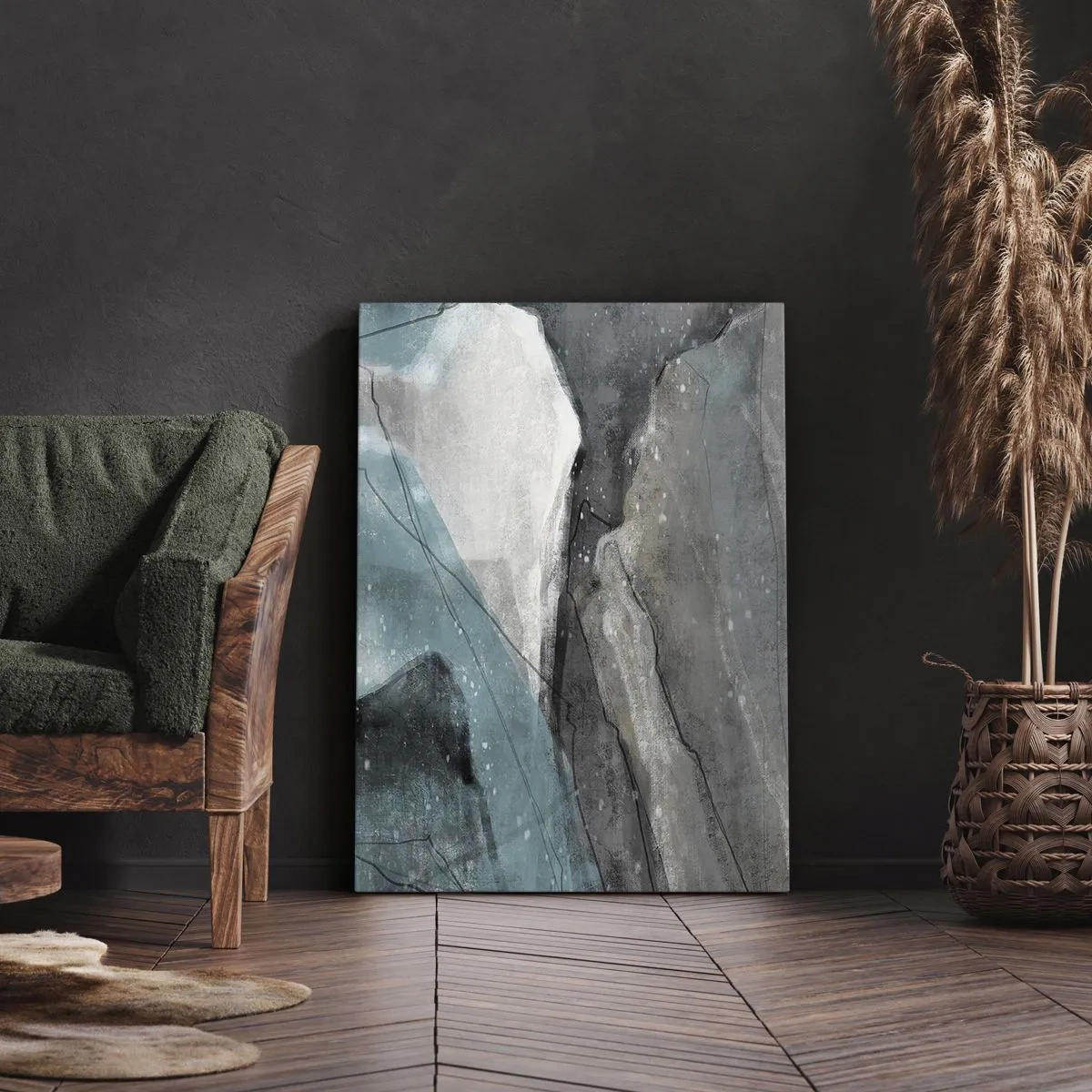 Lærredstryk - Billede på lærred - Abstraktion: klipper og is - 50x70 cm