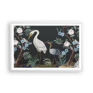 Plakat i hvid ramme - Fugleparade - 91x61 cm