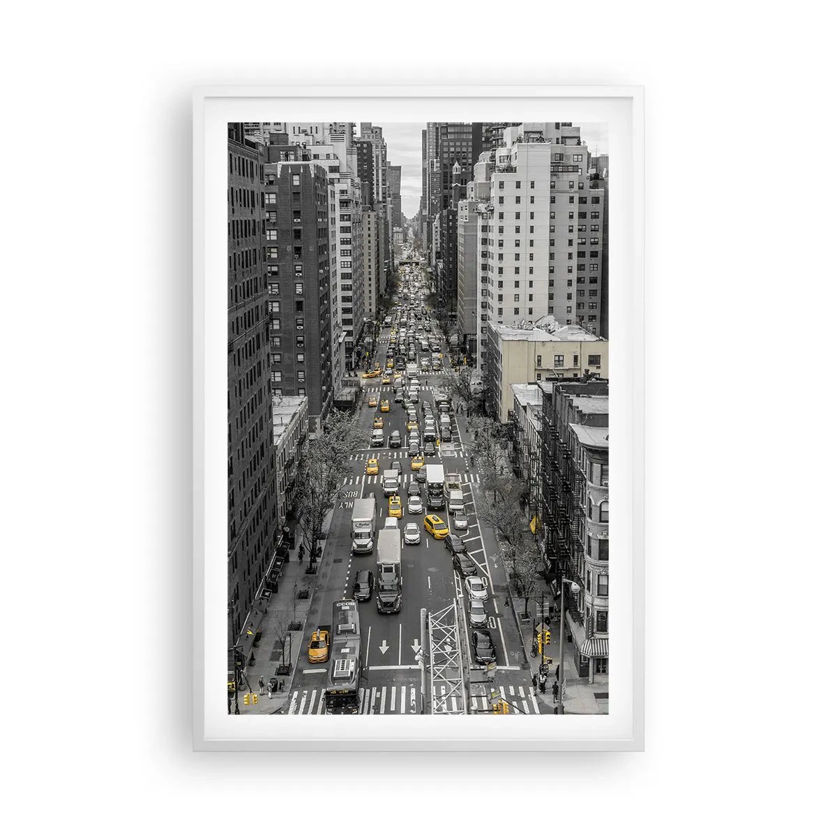 Plakat i hvid ramme - Livet i New York - 61x91 cm