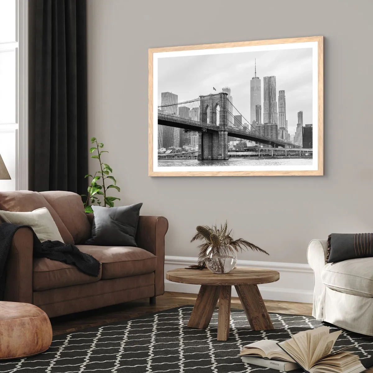 Plakat i ramme af lyst egetræ - New York stemning - 91x61 cm