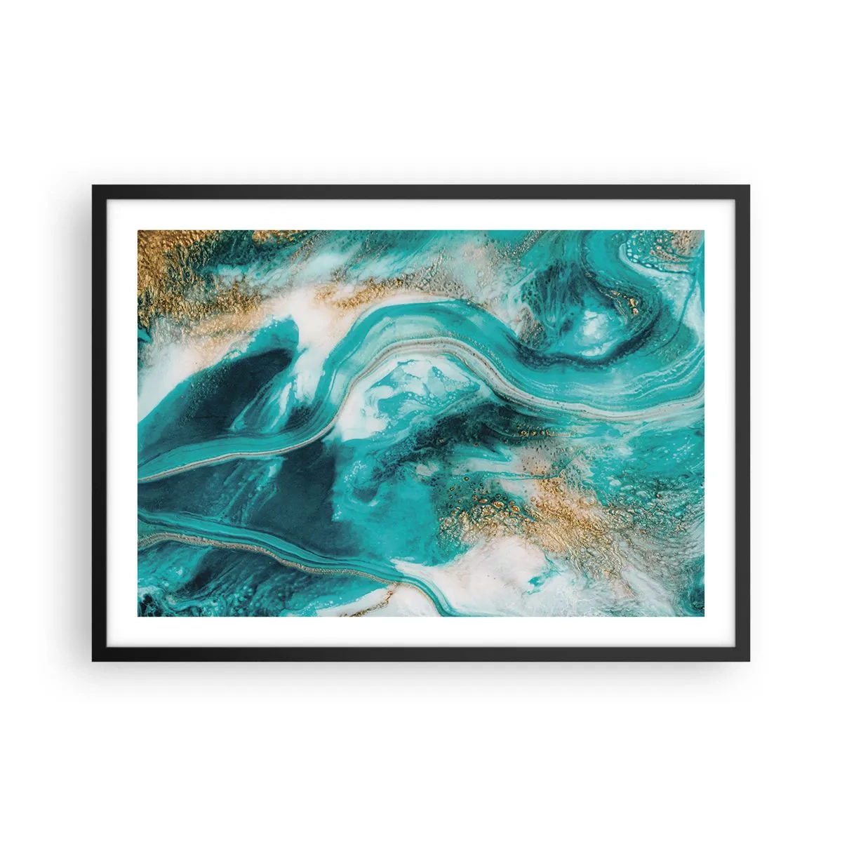 Plakat i sort ramme - Flod af guld - 70x50 cm