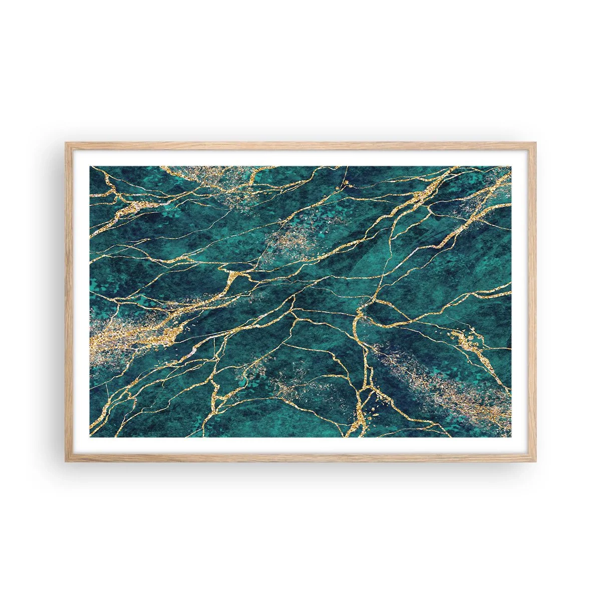 Plakat i ramme af lyst egetræ - Guldåre - 91x61 cm