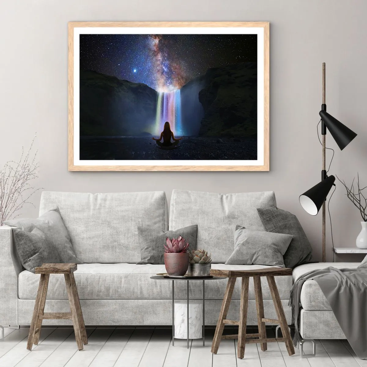 Plakat i ramme af lyst egetræ - Absolut harmoni - 100x70 cm