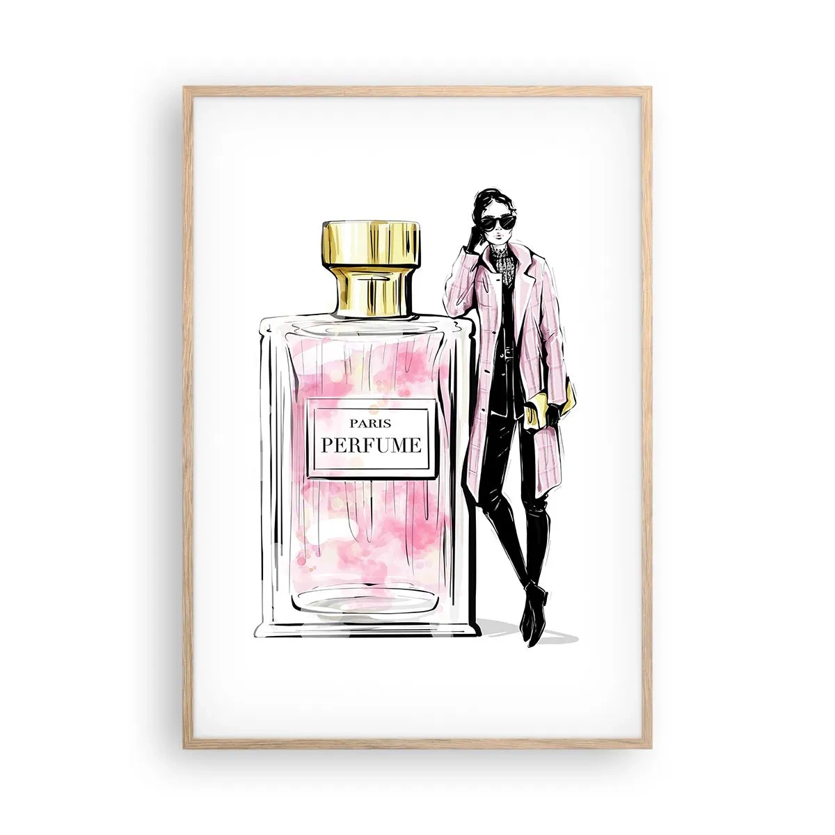 Plakat i ramme af lyst egetræ - Parisisk sensualitet - 70x100 cm