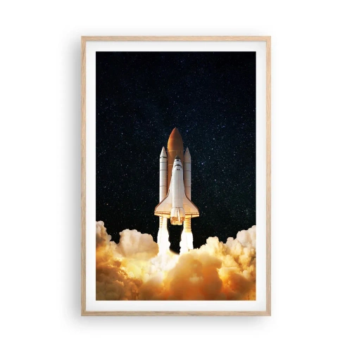 Plakat i ramme af lyst egetræ - Ad astra! - 61x91 cm