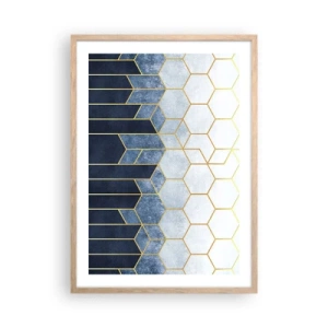 Plakat i ramme af lyst egetræ - Komposition i synkoperet rytme - 50x70 cm