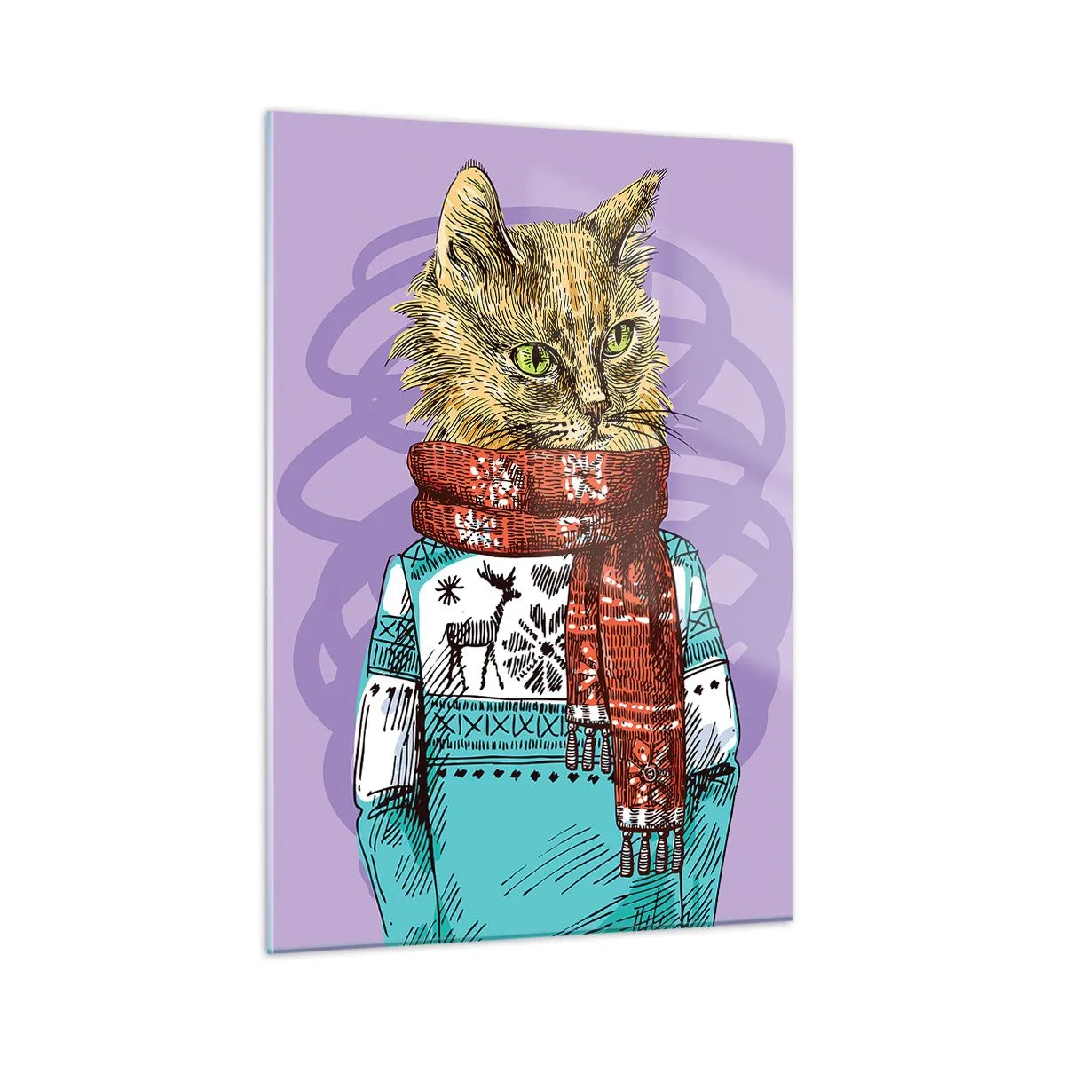 Billede på glas - En kat ikke kun i sko - 50x70 cm