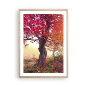 Plakat i ramme af lyst egetræ - Et væld af blomstring - 50x70 cm