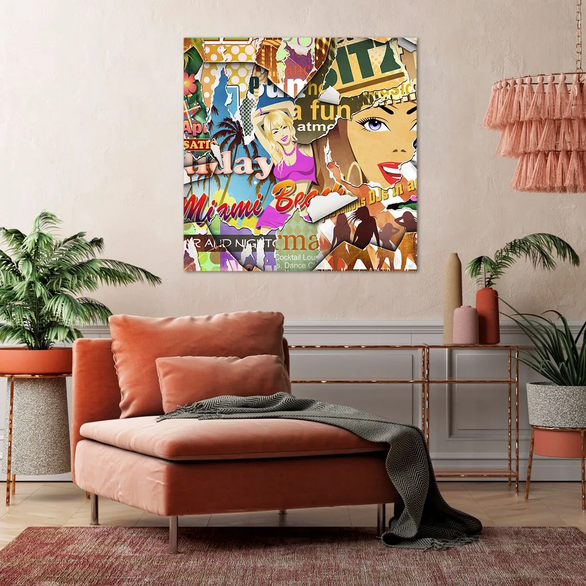 Lærredstryk - Billede på lærred - Tilbageblikke på ferien - 70x70 cm